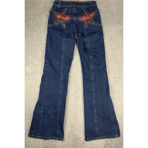 Free People Firecracker Flare Jeans Star Plaid Back Pocket Boho Womens 26